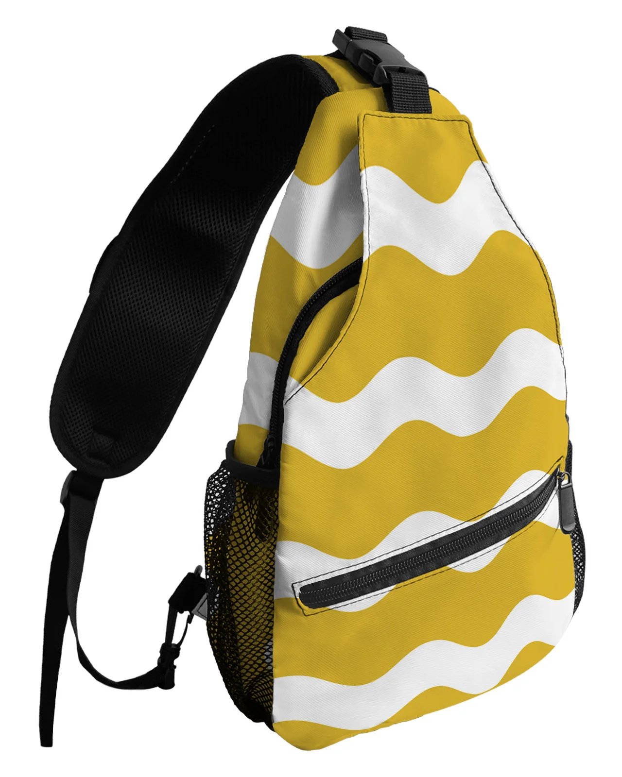 

Yellow Ripple Stripes Waves Chest Bags For Women Men Waterproof Messenger Bags Female Travel Sport One Shoulder Crossbody Bag