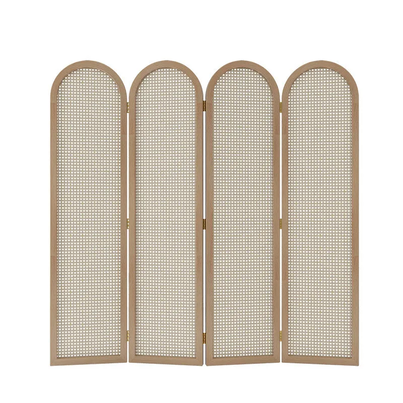 Rattan screen partition folding mobile living room solid wood office door bedroom shelter bedside can be customized new models