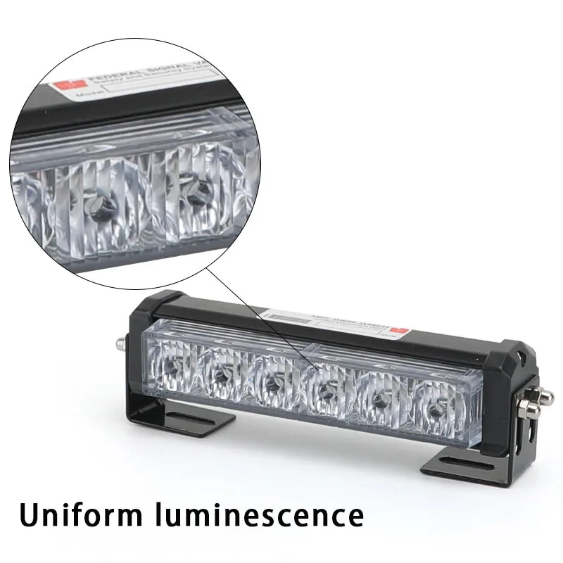 Car 6LED One Drag Two Four Strobe Warning Light Flash Lamp Long Bumper Light Red Blue Yellow White Auto Universal Front Grill view 2