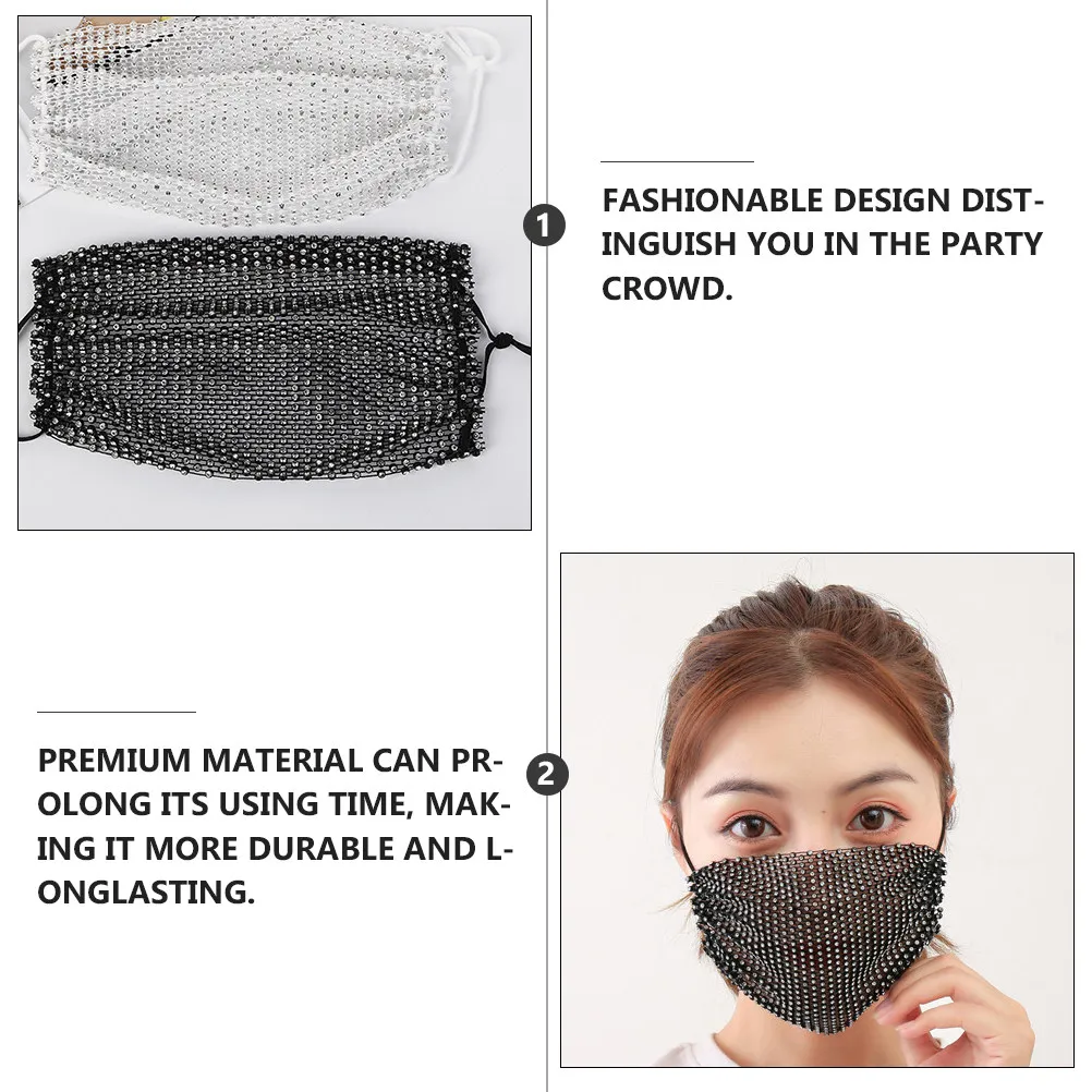 1Pcs Rhinestone Embellished Mask Women Creative Fashion Face Cover Thin Soft Breathable Anti Dust Outdoor Festival Performance