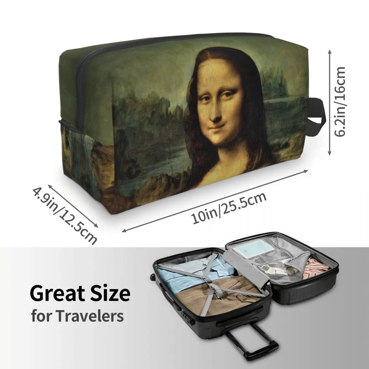 Custom Classic Mona Lisa By Leonardo Da Vinci Toiletry Bag Painting Art Cosmetic Makeup Organizer Lady Storage Dopp Kit Box