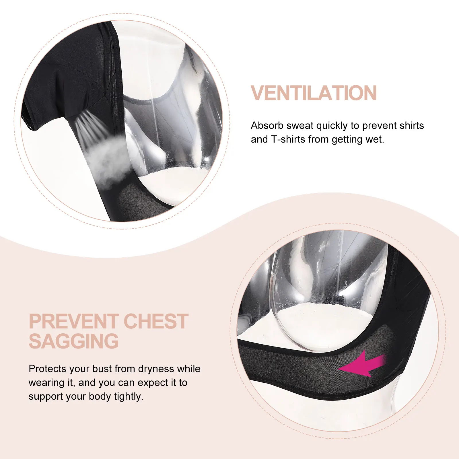 

Underarm Sweat Pads Cotton Vest High Quality Breathable Patch Black Armpit Protectors Man
