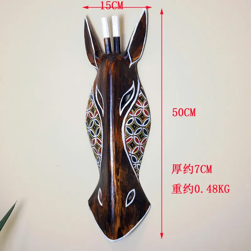 50cm Hand-Painted Vintage Wooden Wall Art  African Animal Murals in American Style Rustic Decor for Coffee Shop Bar Living Room