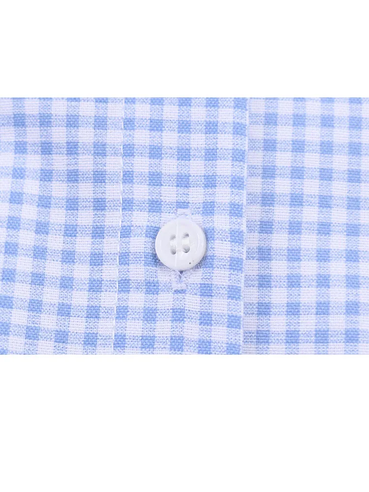 

HH Women's 2026 Spring New Fashion Versatile Blue Plaid Shirt Female Chic Temperament Single Breasted Casual Long Sleeve Shirt