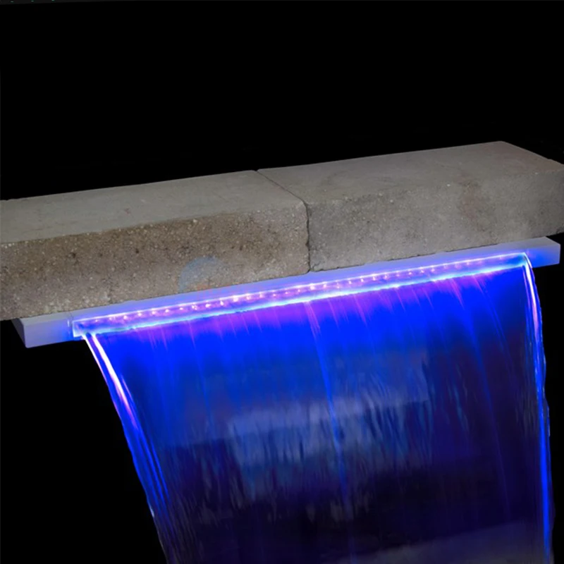 Indoor/Outdoor Garden Ornaments RGB LED Color Swimming Pool Landscaping Wall Water Feature Fountain Artificial Fall Waterfall