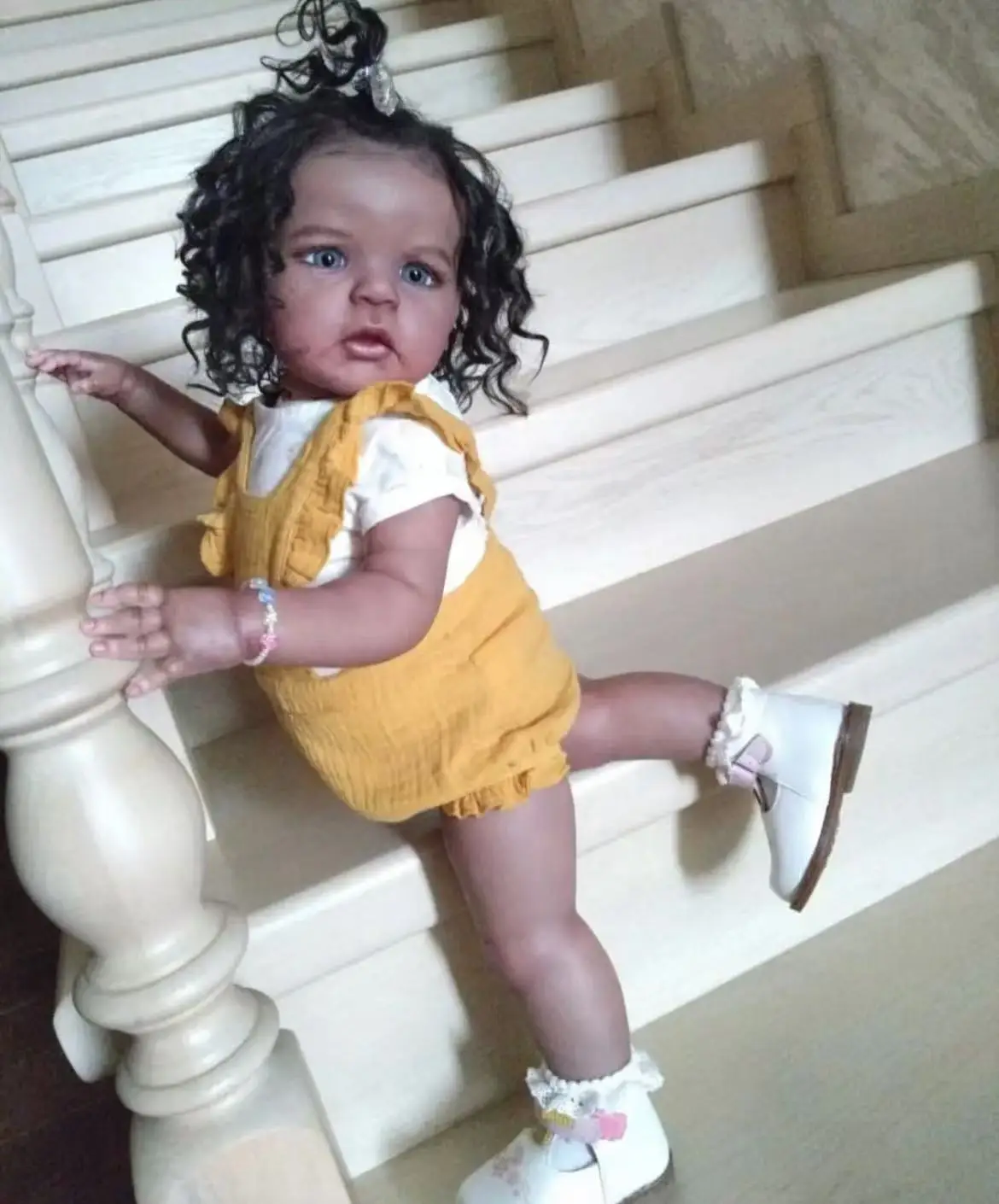 FBBD Customized Limited Supply 25inch Reborn Baby Sandie With Hand-Rooted Hair Already Finished Dark Skin African Boy