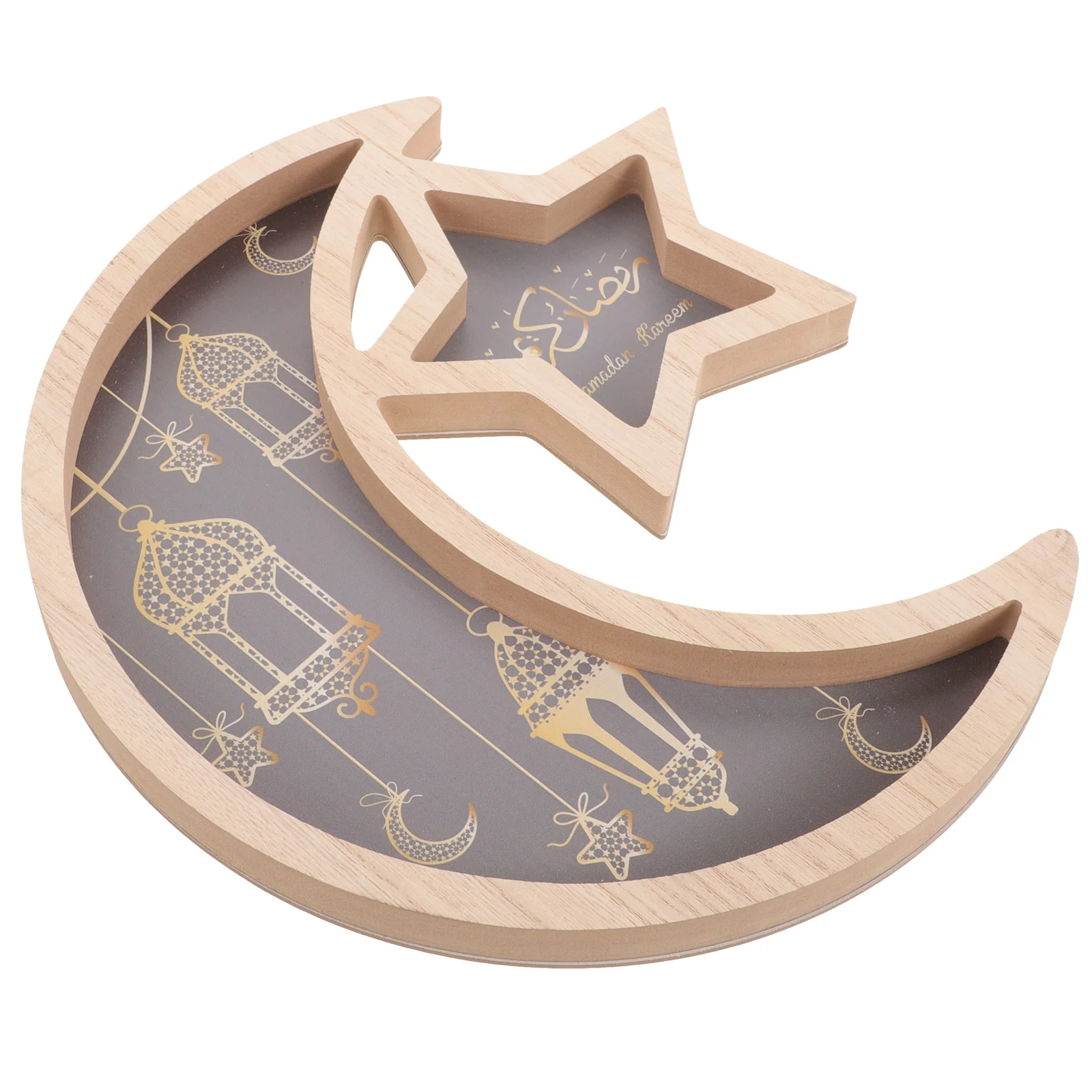 Ramadan Platter Food Serving Tray Density Board Eid Star Moon Plate Fruit Dish Star and moon tray Ramadan Dessert Tray