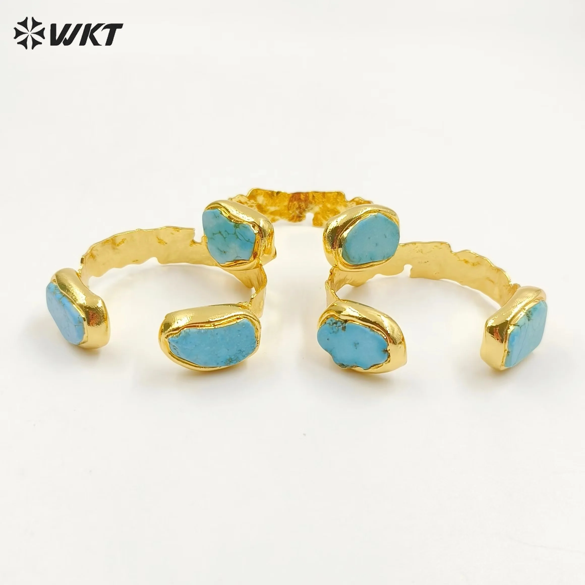 

WT-B662 Classic Exquisite Natural Green Turquoise Stone With 18k Gold Plating Can Be Adjustable Bracelet Jewelry Decorated