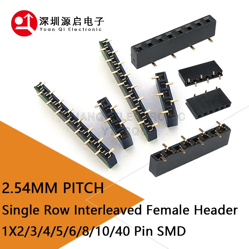 

20pcs 2.54mm SMD Stackable 1x2P/3P/4P/5P 6P 8P 10P 40P PH8.5 Single Row Rohs SMT Female Pin Header 40Pin Interleaved Connectors