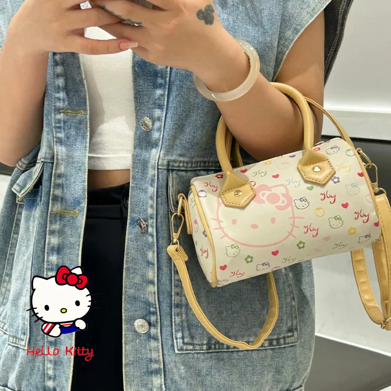 Sanrio Exquisite Hello Kitty Cartoon Mini Handbag Y2K New Vintage Cute Print Crossbody Bag Korean Versatile Fashion Wallet Gifts