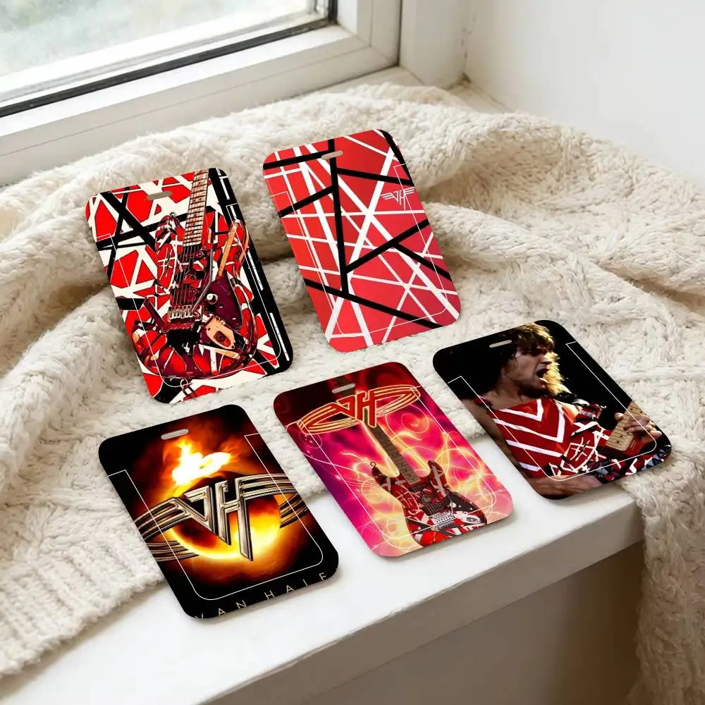 Eddie Van Halen Music ID Card Holder Lanyard Covers Women Men Work Permit Holder Students Kids Bus Cards Case