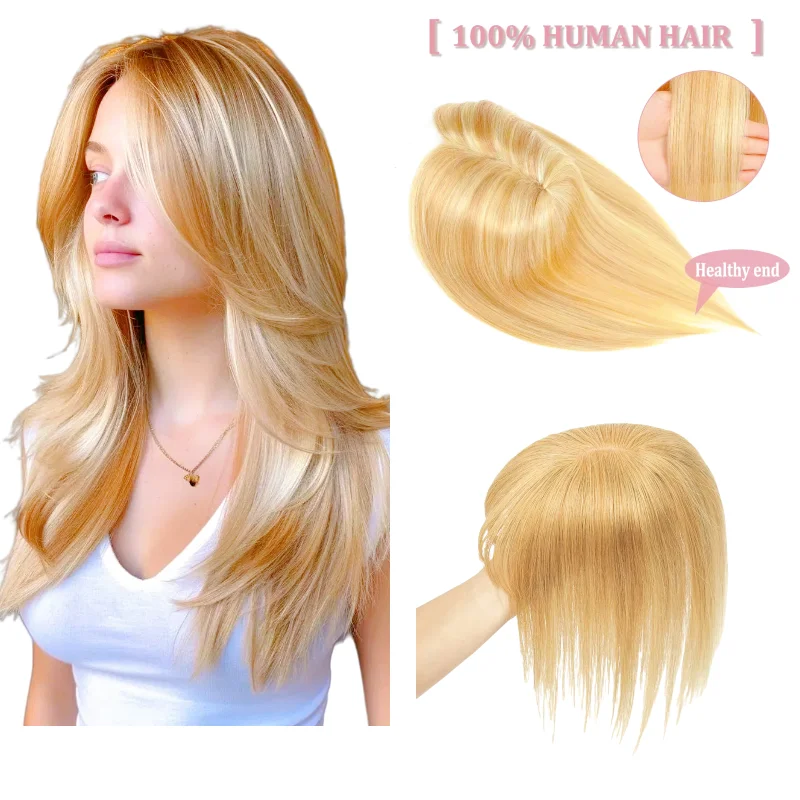 

Топпер на кружевной основе, женские человеческие волосы с челкой и центральной частью | 10x12 см, 18 дюймов, идеально подходит для расхода линии роста волос