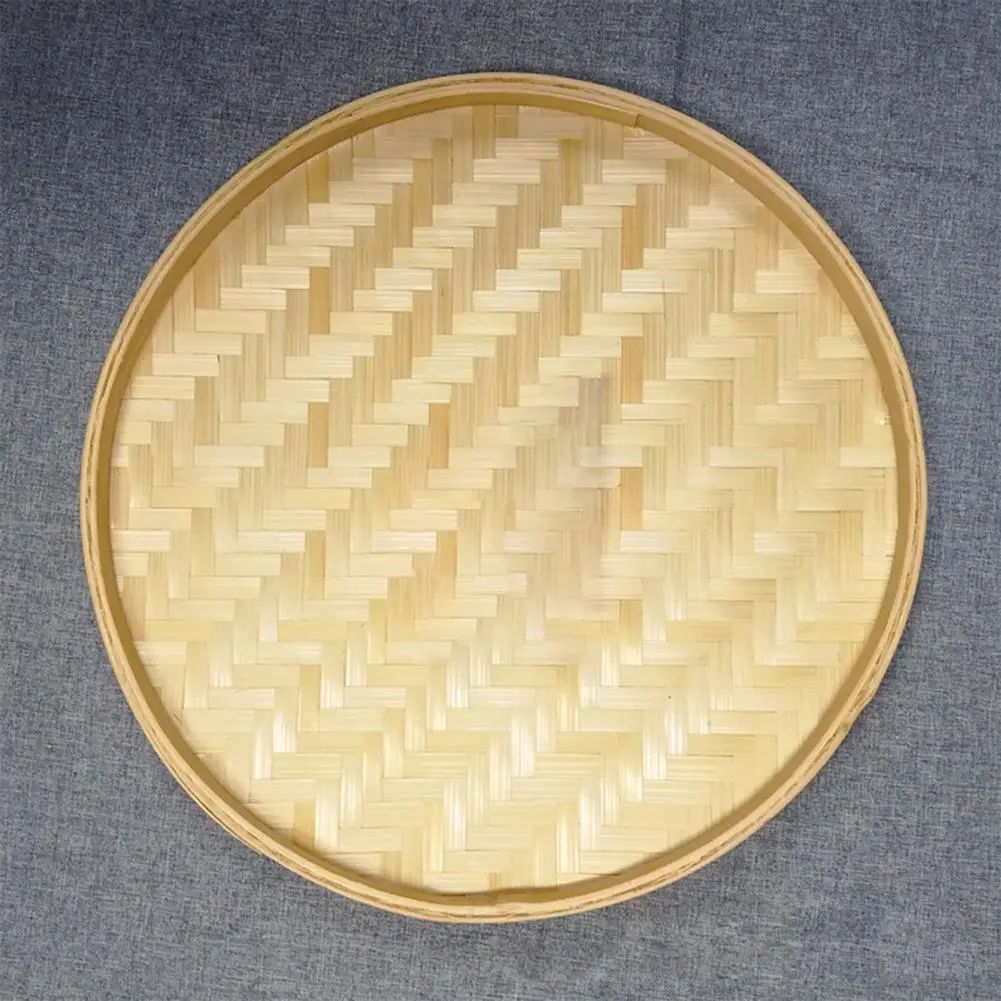 Handmade Weaving Storage Trays Bamboo Sieve Bamboo Raft Round Dustpan Decorative Fruit Bread Basket Kitchen Storage Food Sieve