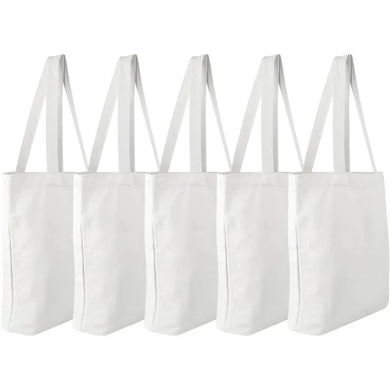 5 Pack Canvas Tote Bags Wholesale Heavy Duty Reusable Grocery 12.2