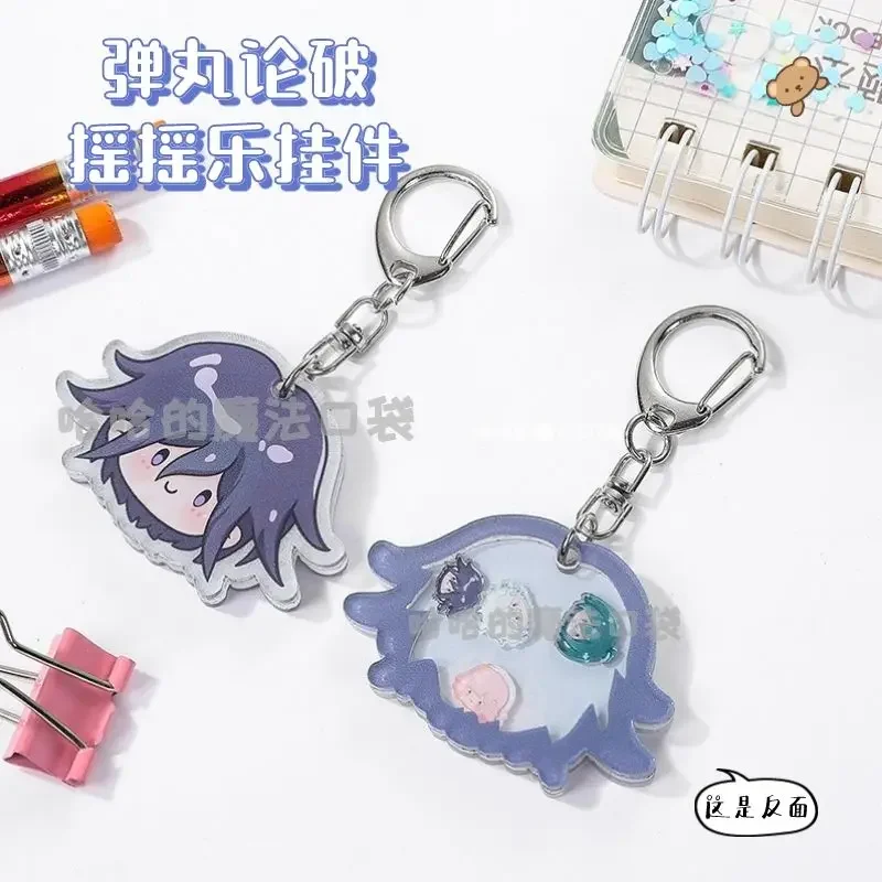 Danganronpa Trigger Happ Anime KeyChain Nanami ChiaKi Men Key Chain for Women Kokichi Oma Figure Acrylic Keyring Pendant Gift