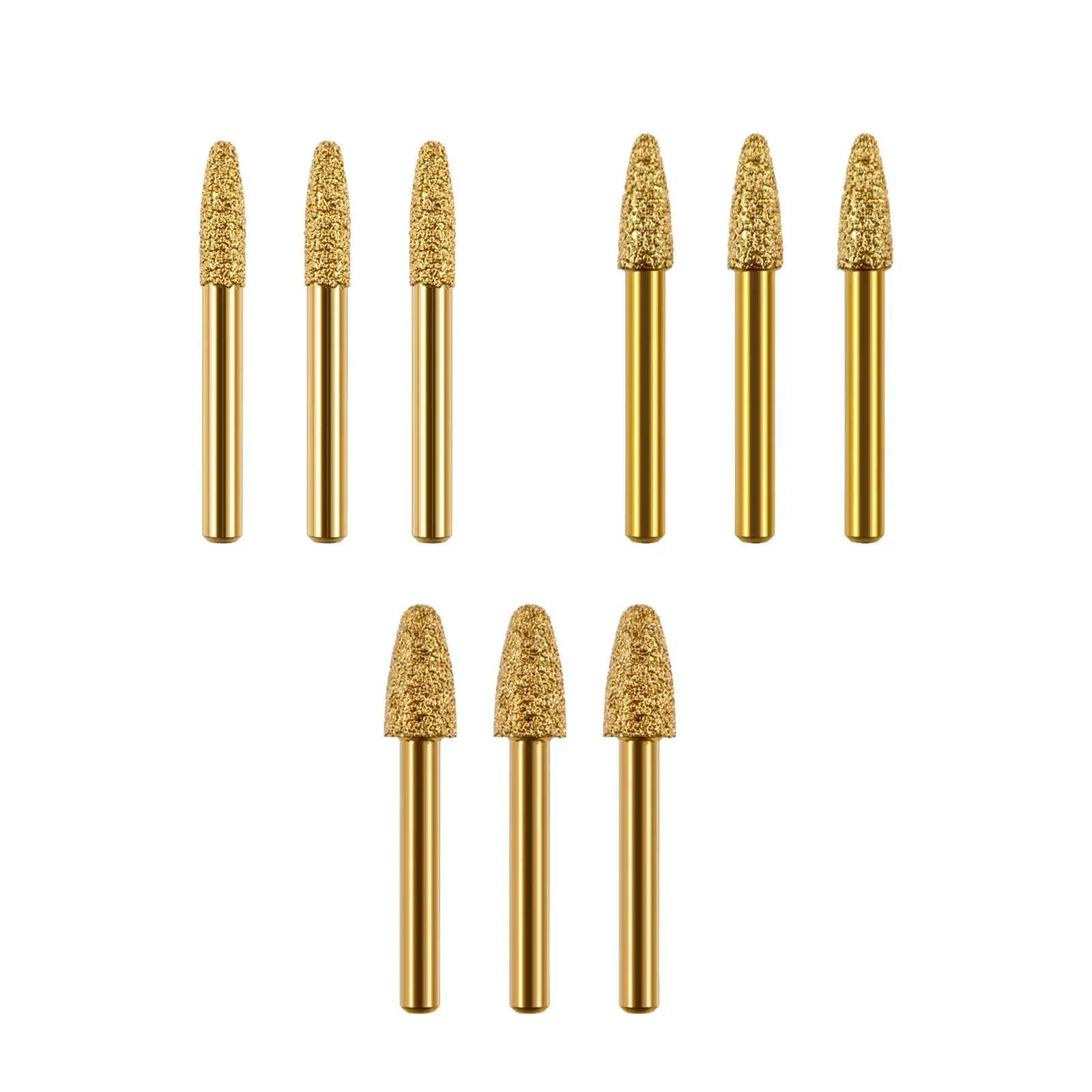 3Pcs Grinding Bits Diamond Grinding Burr Drill Bit,Warhead Body Shape Professional Grinding Mounted Point for Stone,Polishing