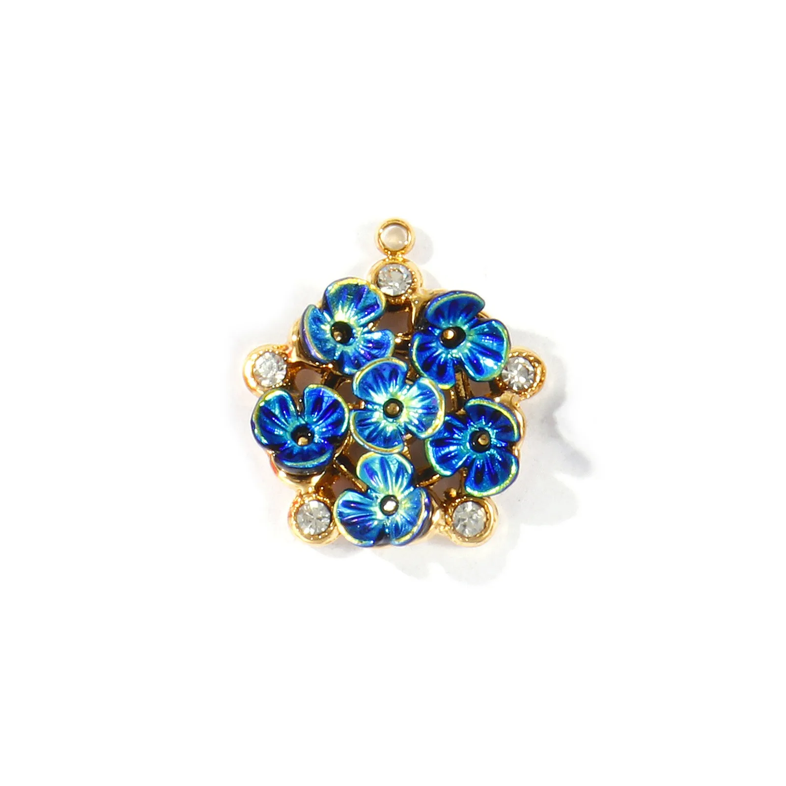 2 Stück Acryl-Blumen-Anhänger mit klaren Strasssteinen, 304 Edelstahl, 18K vergoldet, DIY-Halsketten-Schmuckzubehör, 21 x 19 mm – Detail 5