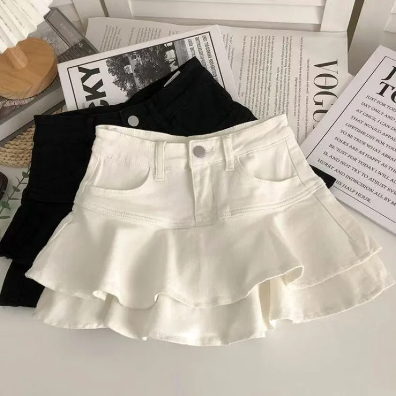 

Fashion Adult Kids Denim Skirts for Family Matching Clothing Outfits Mother Daughter Mom Girls Solid Color Cake Skirt