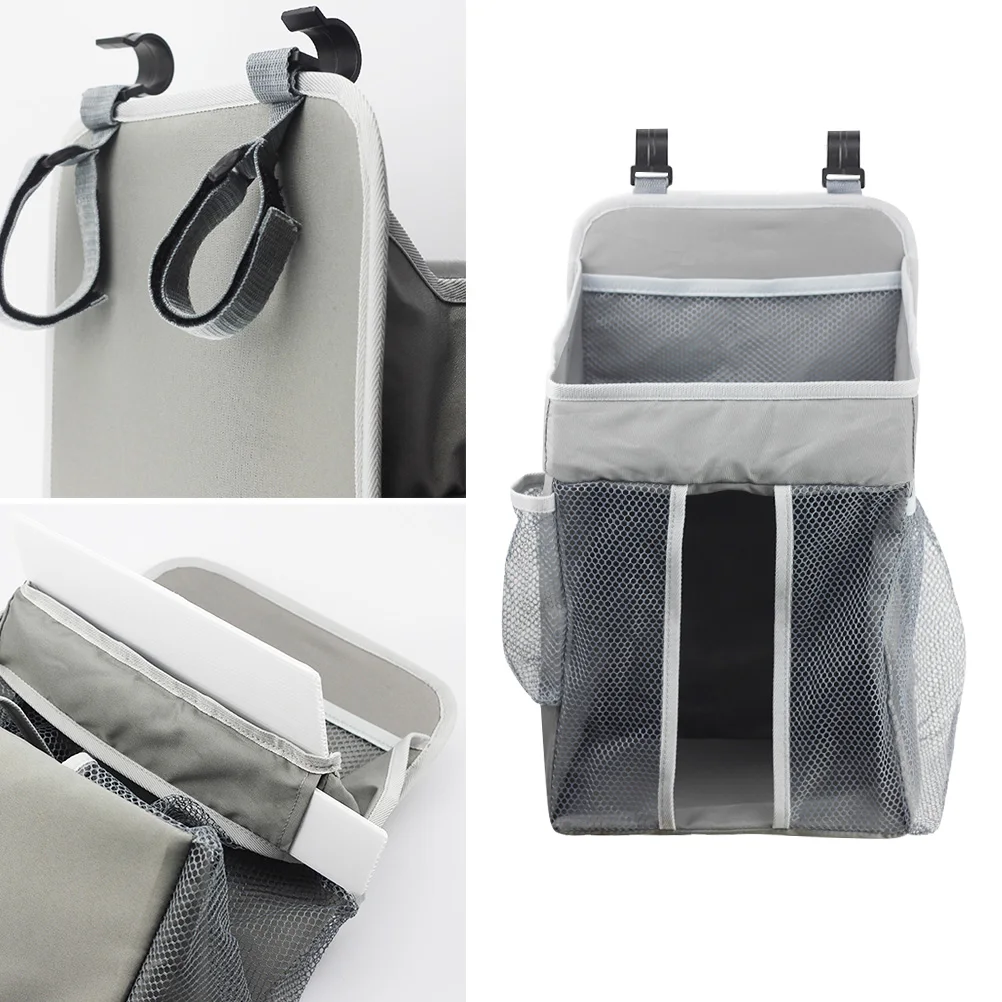 

Baby Crib Hanging Bag Grey Durable Breathable Nursery Organizer Bedside Storage Diaper Clothes Holder Stroller Hanging Bag