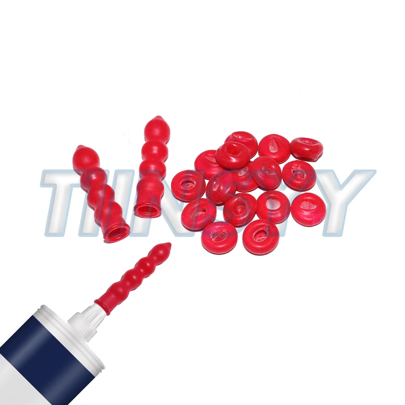 20pcs Caulk Cap Glass Glue Tip Sealing Cap Barrel Glue Mouth Protective Cover Caulking Gun Nozzles Cap Red Caulk Saving Cap