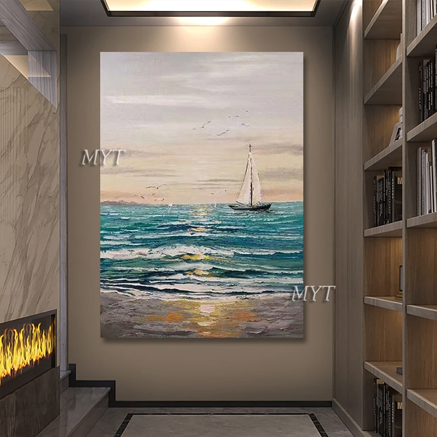 

Sailboat Canvas Painting for Home Wall Decoration, Beautiful Picture Art, Seascapes, Sunset, Unframed Christmas Gift, New Design