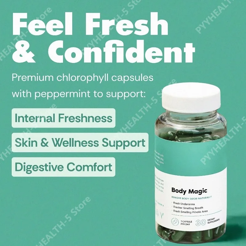 

Капсулы с хлорофиллом - 30 веганских капсул для детоксикации, улучшения пищеварения, здоровья кишечника, поддержки кожи и при жирной коже - натуральный энергетик