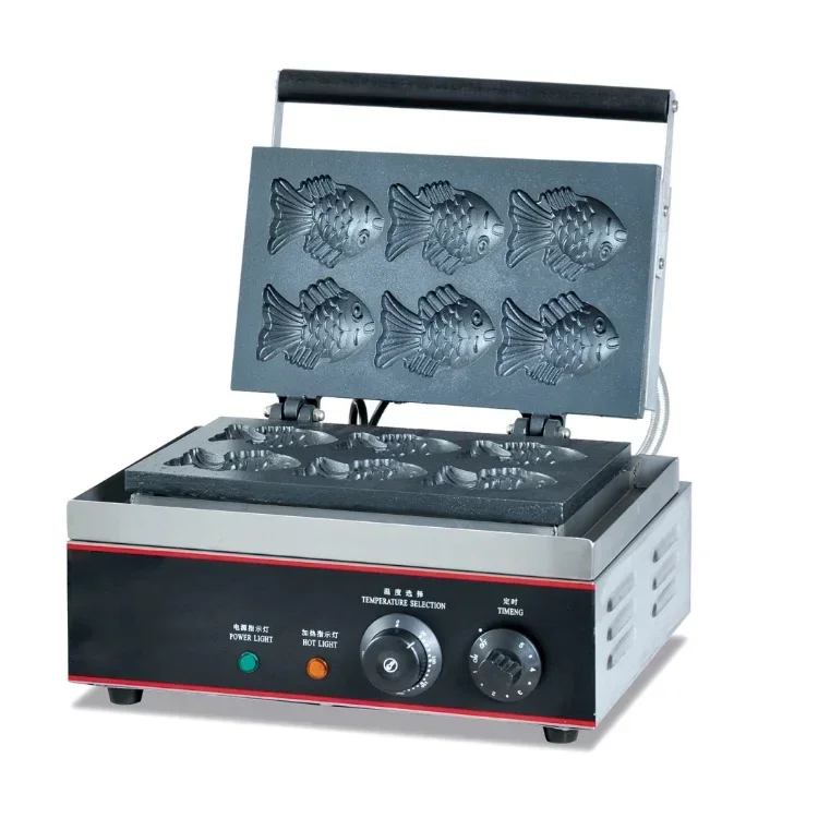 RM snack coreano eléctrico boca abierta bebé taiyaki forma de pez máquina para hacer gofres máquina para hacer gofres de pescado en forma de sartén gofres
