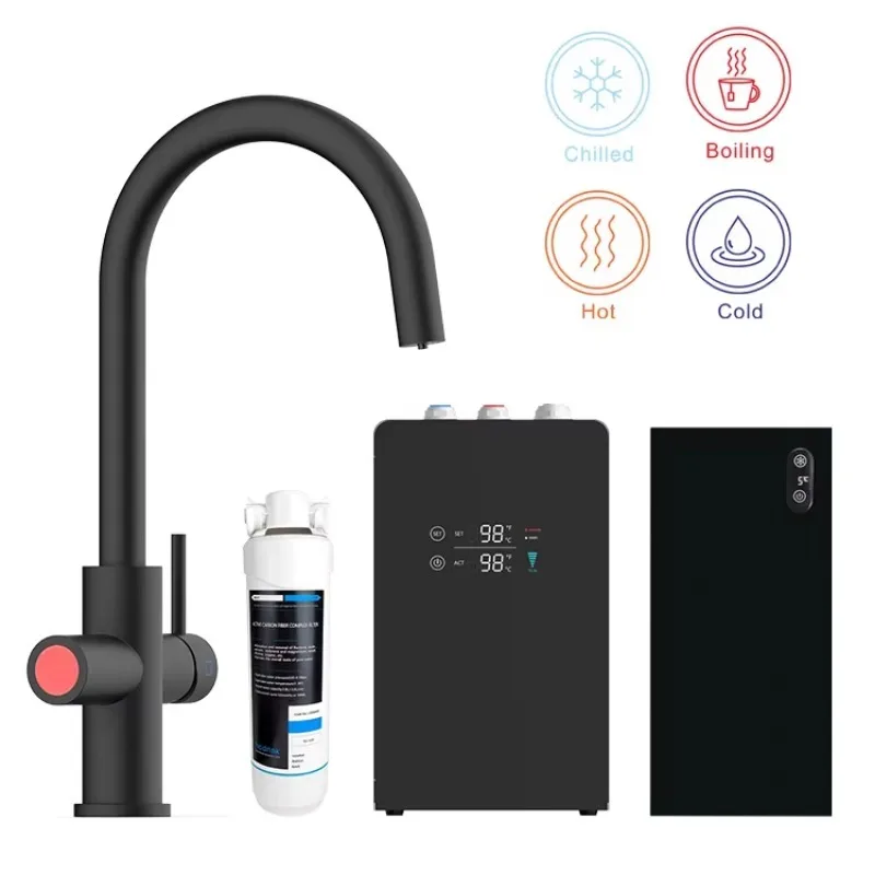 

ZC-001 Modern Luxury Kitchen Black Set Instant Heater Under Sink Filter System Hot and Cold Water Faucet
