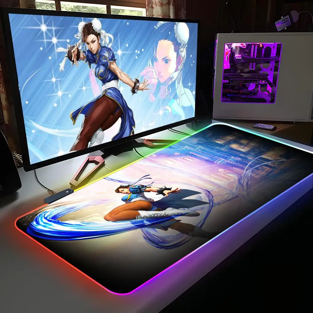 

Коврик для мыши Street Fighter Chunli RGB, резиновый компьютерный ноутбук, официальная игра, цветной киберспортивный эстетический красивый модный роскошный коврик