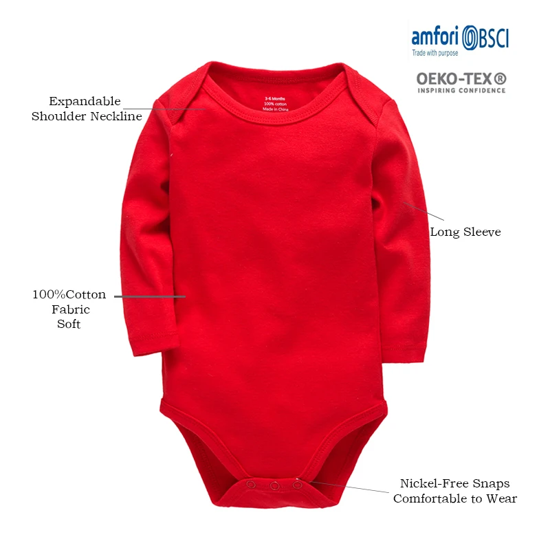 New Year 3 Pieces Set Red Baby Clothing Rompers Boys 100% Cotton Plain Bodysuit Girls Blank Muslin Jumpsuit 0-24 Months