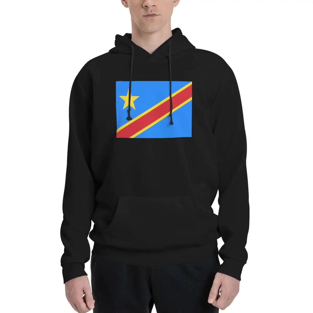 Mens Womens Flag Of Congo Kinshasa Zaire Hoodie Hooded Collar Drawstring Hoodies Pullover Sweatshirts Long Sleeve Shirts