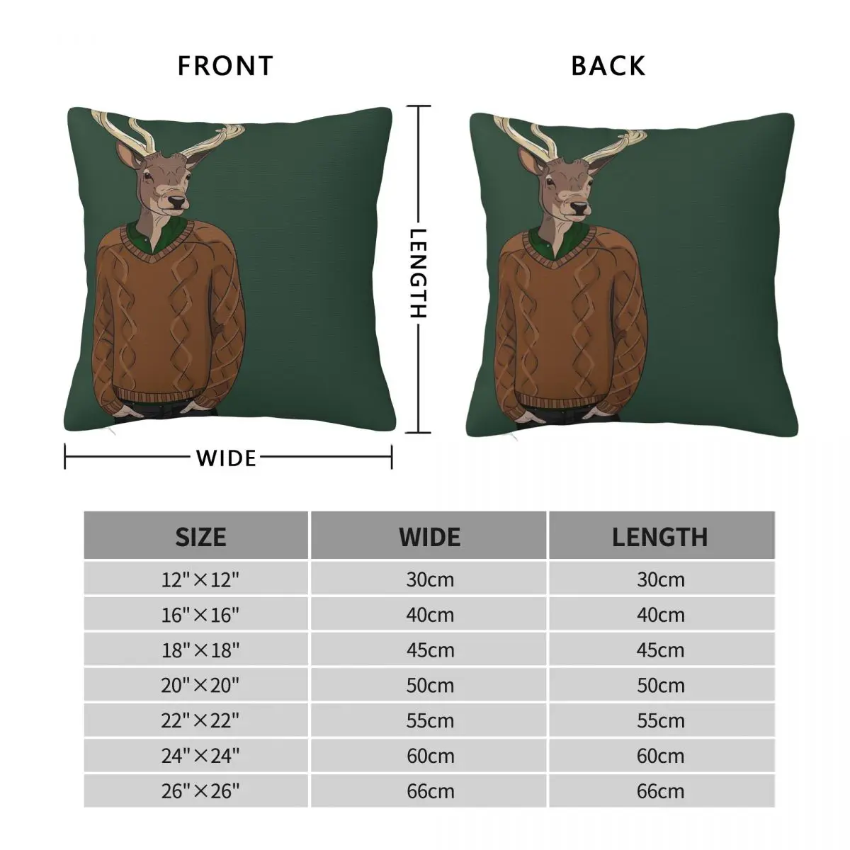 Anthropomorphic Hipster Deer Man Pillowcase Polyester Linen Velvet Pattern Zip Decorative Throw Pillow Case Sofa Cushion Cover