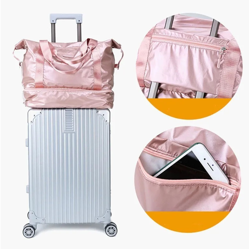 Travel Duffle Bags PINK Gym Bag Dry Wet Separation Yoga Bag Multifunction Handbags Big Capacity Shoulder Bag Fitness bag