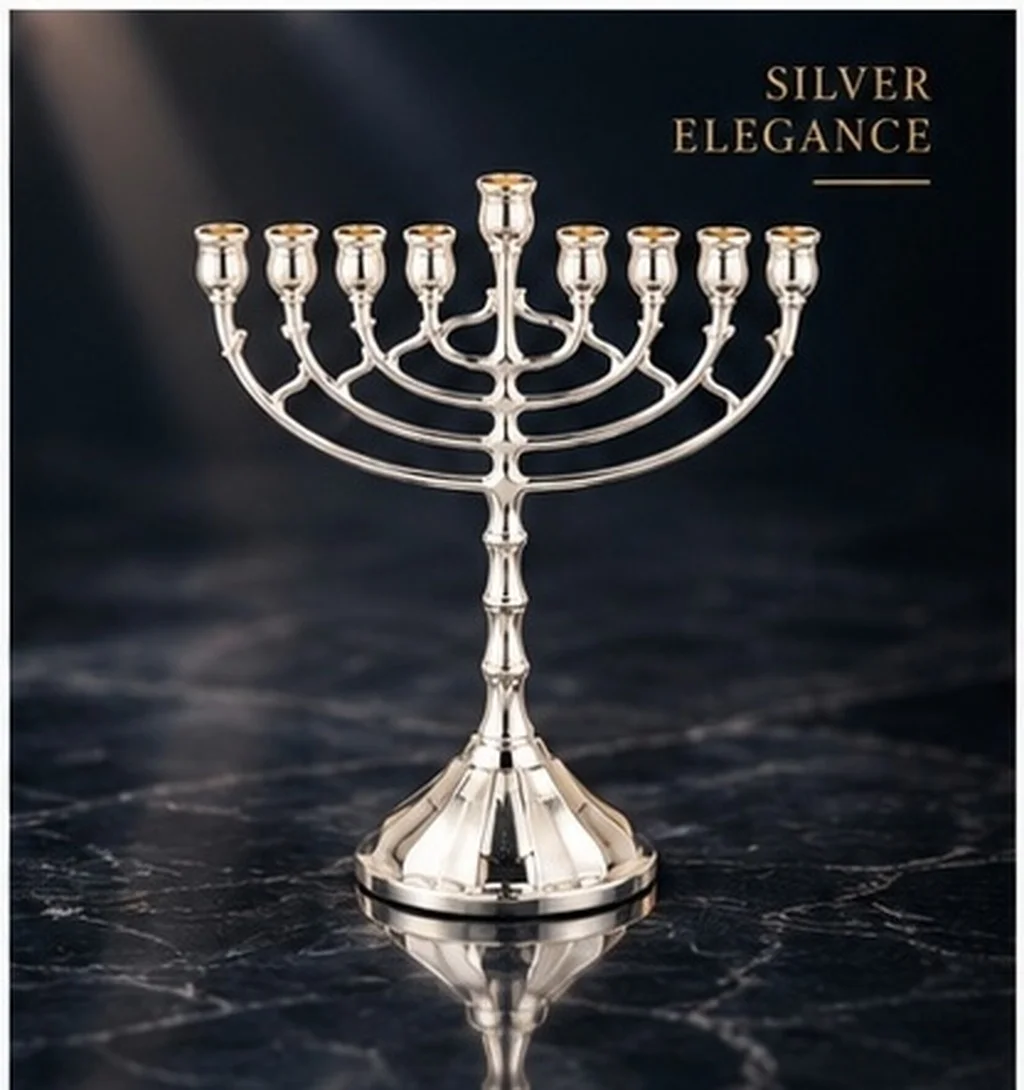 Hanukkah Menorah Holder 9 Branch Jewish Candlestick Decorative Judaica Stand Jewish Festival Home Decor