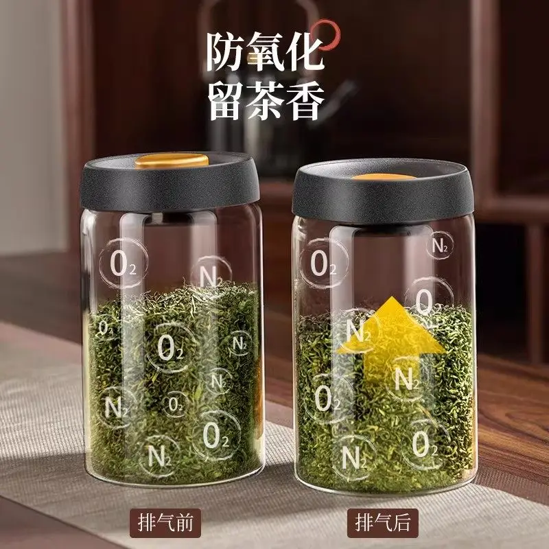 Seiko vacuum tea can, high-grade sealed jar, portable moisture-proof glass bottle box