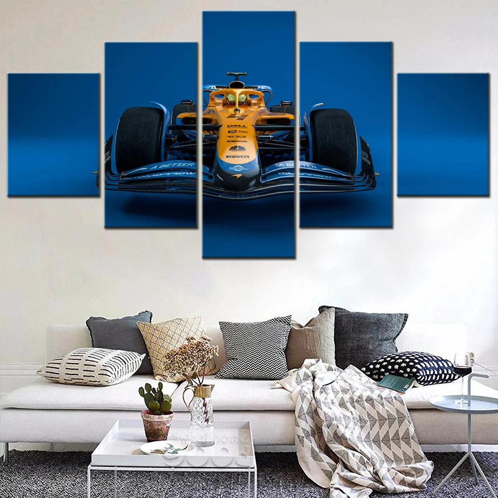 

Colorful Canvas Painting for Living Room Racing Car Formula One Printing Wall Art, Modern Picture Decorative Framed 5 Pieces Art