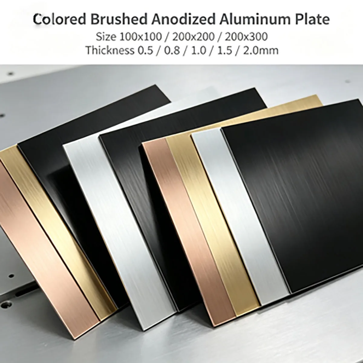 Colored Brushed Anodized Aluminum Plate 100x100/200x200/200x300/300x300mm 5052 Aluminum Alloy Sheet Thick 0.5/0.8/1.0/1.5/2.0mm