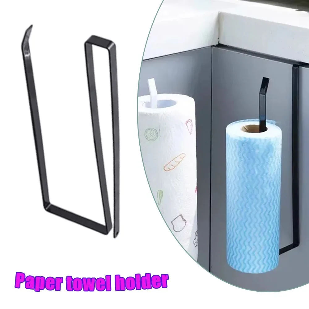 

Space Saving Under Cabinet Paper Towel Holder No Drill Adjustable Mount Kitchen Organizer Rack Plastic Wrap Foil Hand Towel