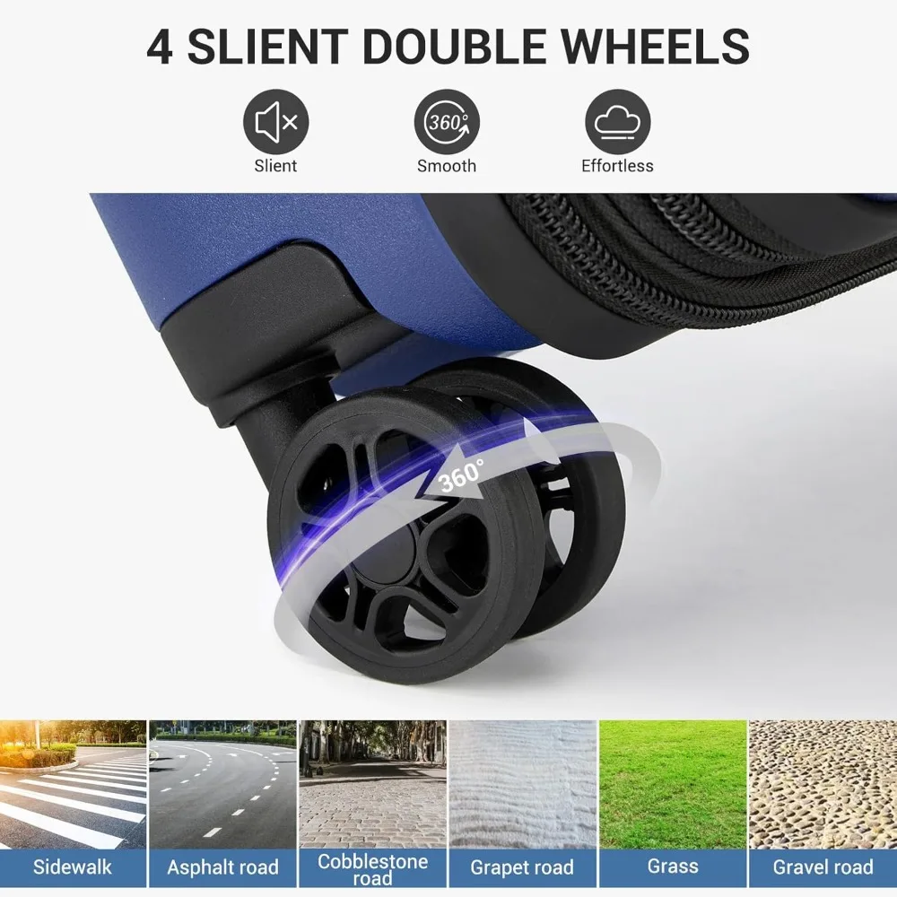 Легкий 20-дюймовый расширяемый спиннер для багажа с прочным твердым корпусом и скрытым держателем для чашки для путешествий