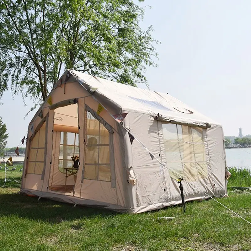 Inflatable Air Tent, 12 ㎡ Cotton and 420D/600D Oxford Fabric Camping Tent with Stove Jack