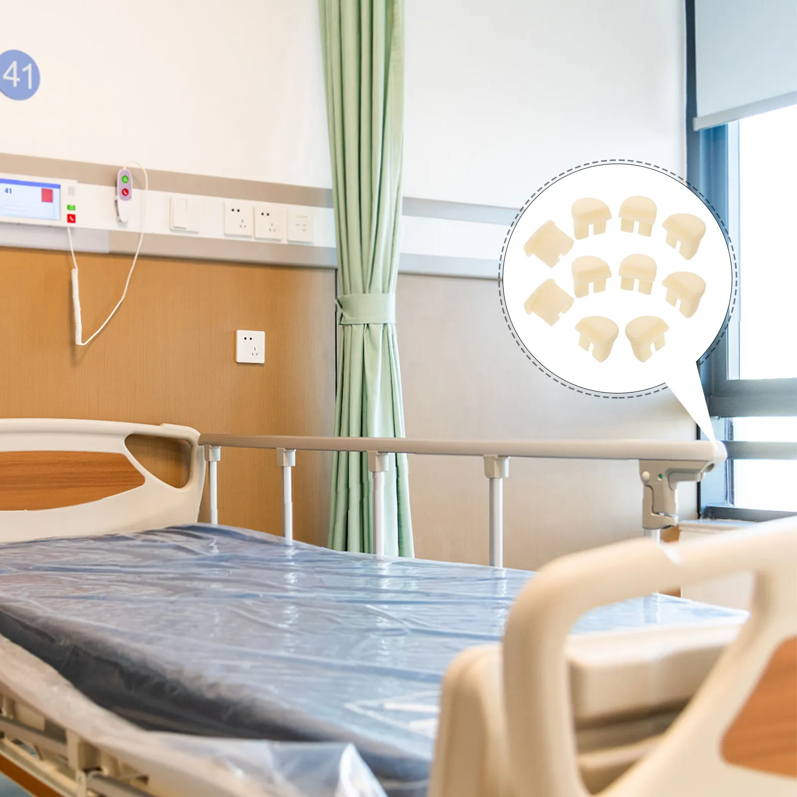 10Pcs Nursing Bed Rail Accessories Handrail End Caps for Hospital Beds Decorative Safety Rail Protectors for Elderly Patient