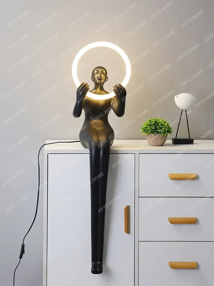 Humanoid Art Sculpture Ball Floor Lamp Designer Hotel Living Room Lobby Hall Creative Large Body Decoration