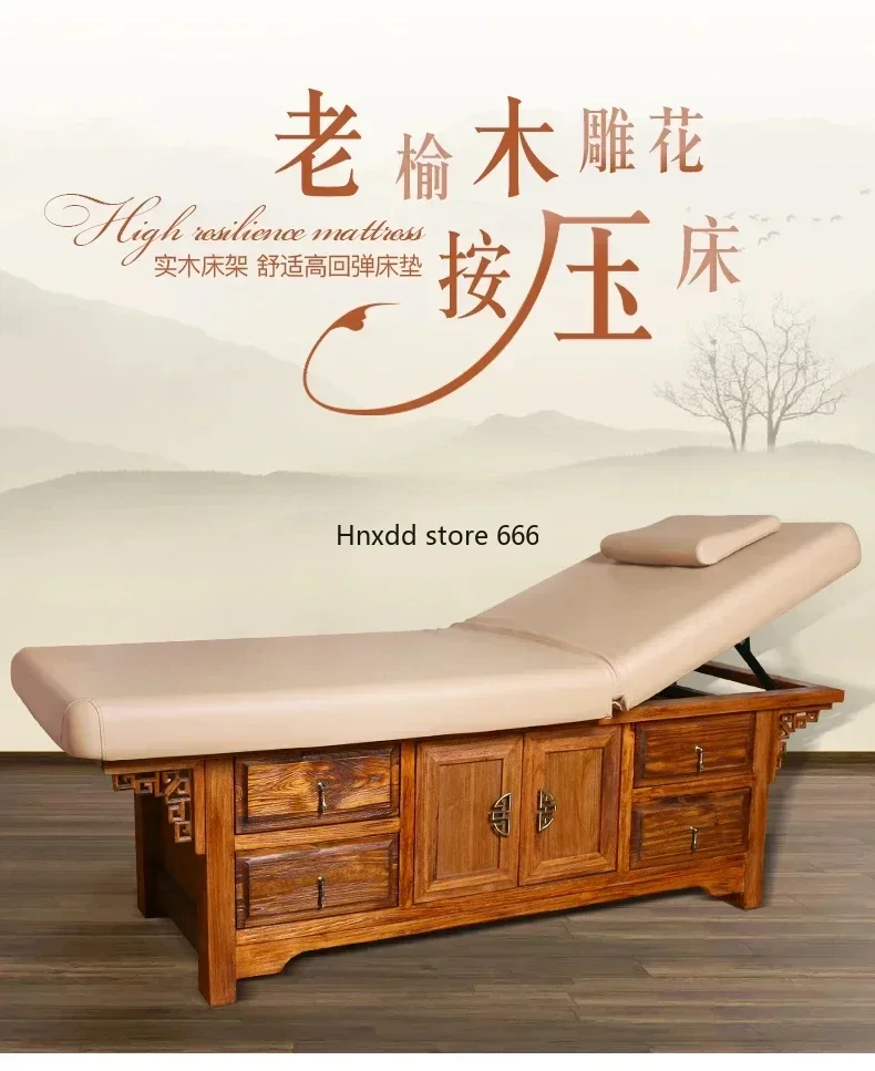 Solid Wood Facial Bed Chinese-Thai Carved Health Massage Massage Couch Beauty Salon Special