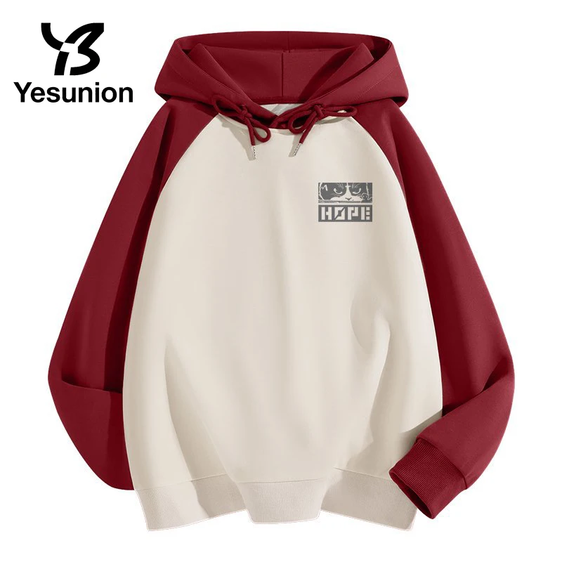 American Printed Style Hooded Sweatshirt Women's Autumn Winter Shoulder Insert Casual Pullover Comfortable Cotton Hoodie