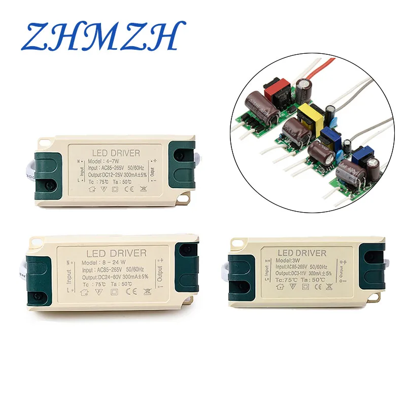 

10 Pcs/Lot 300mA Constant Current LED Driver AC85-265V Power Supply With Male plug 3W 4-7W 24-36W IC Transformer For Spotlight