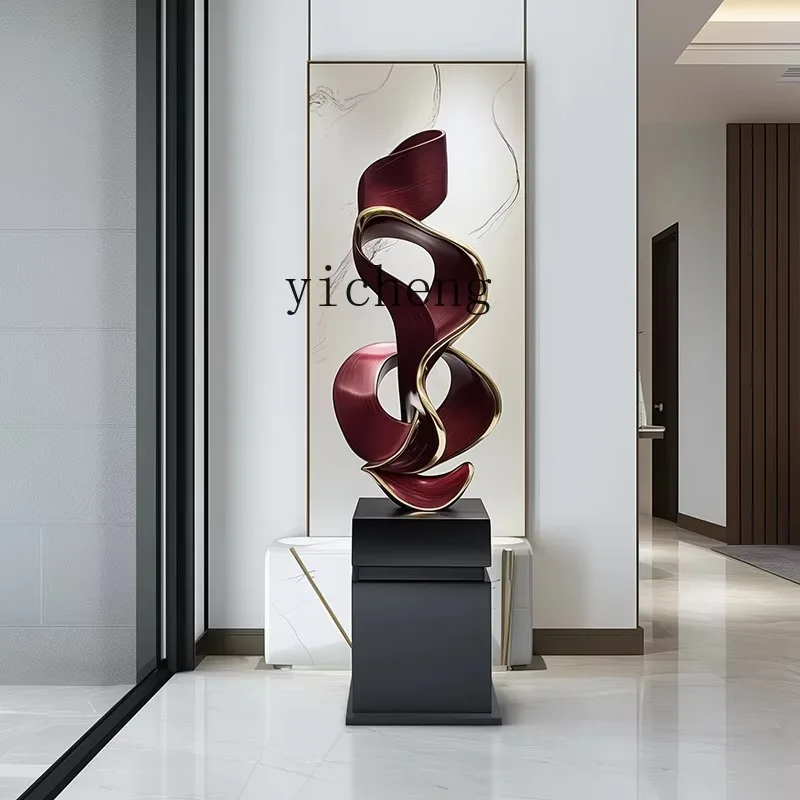 BJ-27 light luxury hotel lobby sales office decorative large ornament abstract solid wood sculpture artwork