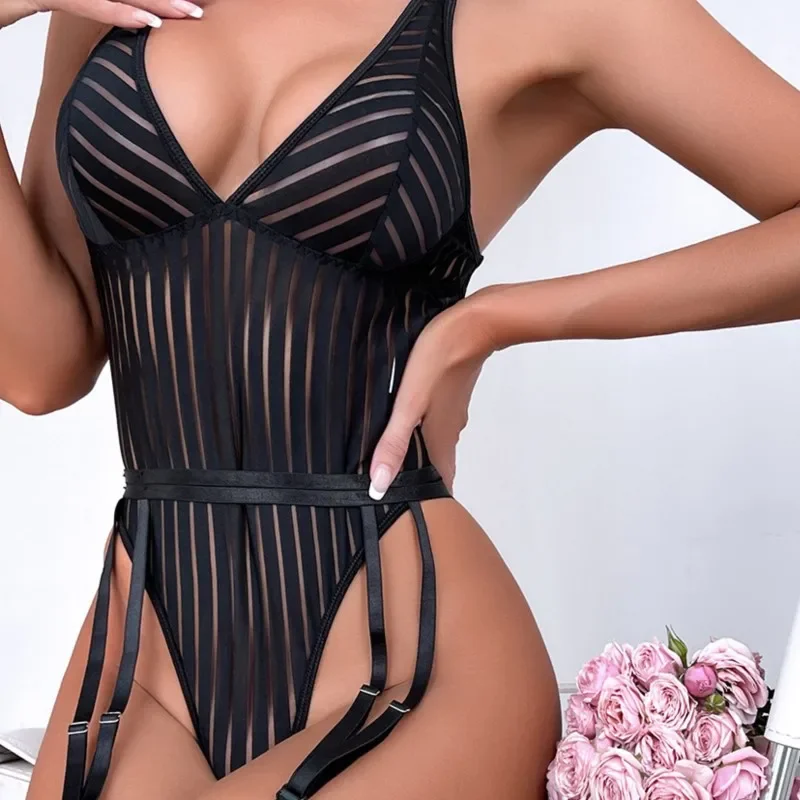 Bodysuit Striped camisole jumpsuit tight fitting and restrained naked woman fetish anal sexy lingеrie set promotions 99% sales