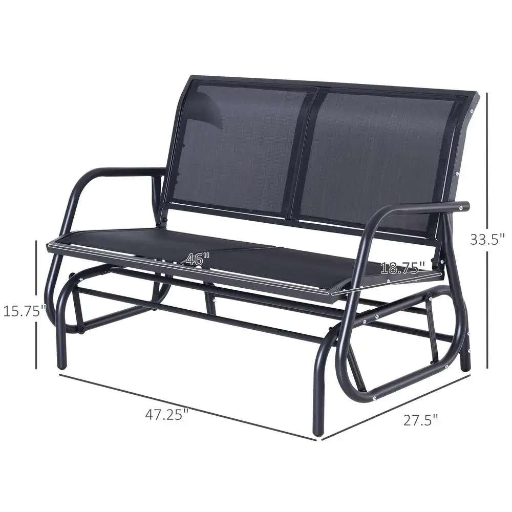 Double Outdoor Glider Bench Swing Rocking Chair Powder Coated Steel Frame Comfortable Porch Garden Patio