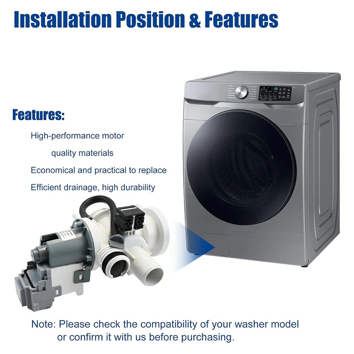 【ลดราคาตลอด 24 ชั่วโมง!】{DC97-20621A, DC97-17999N ชุดปั๊มระบายน้ําสําหรับเครื่องซักผ้า Samsung DC31-00187A, PX3516-01, AP6807020,PS12592830