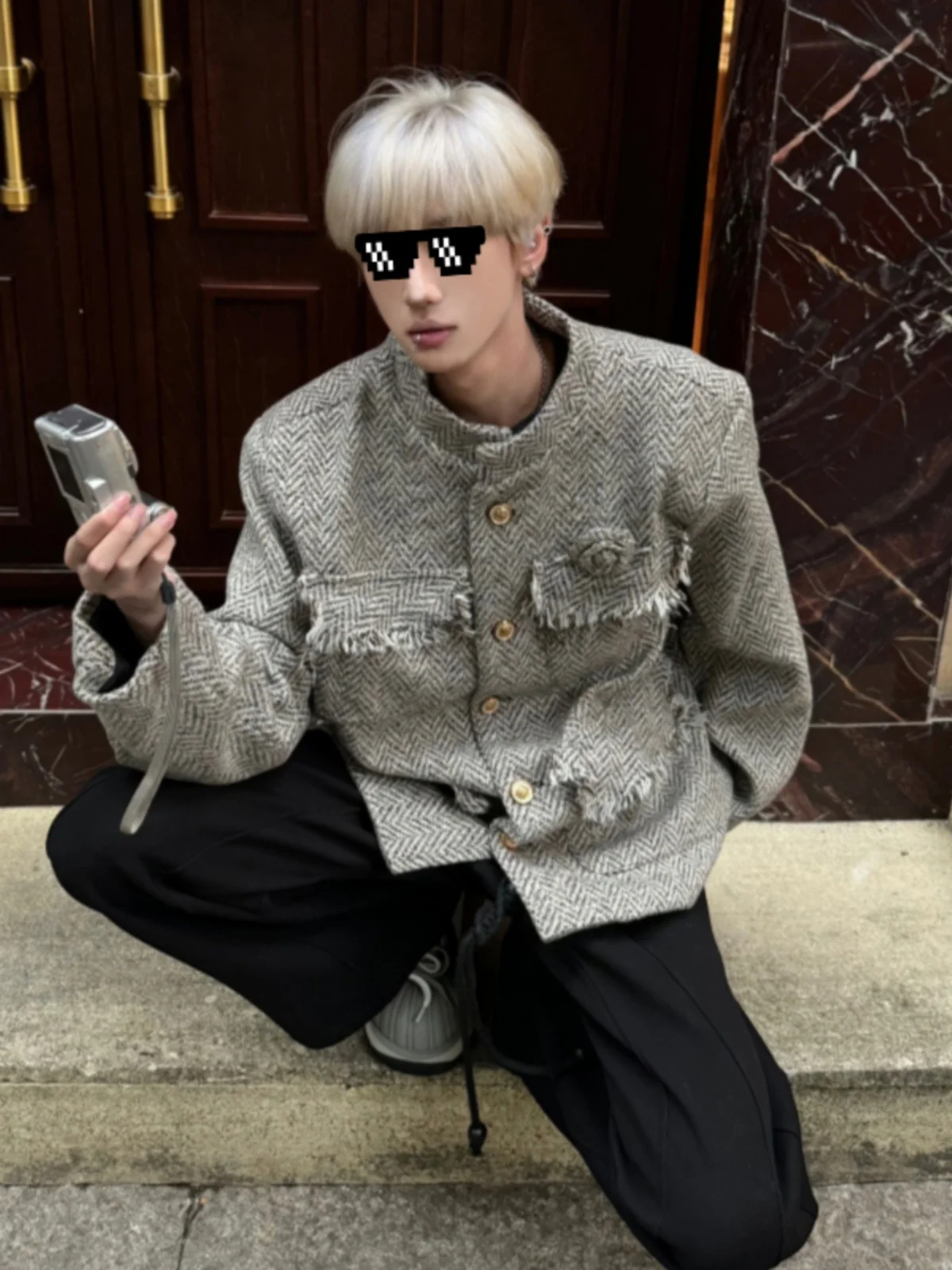 

Мужская куртка-жакет с отложным воротником, весна-осень, в американском стиле, с эффектом потертости, повседневная, молодежная, модная, ветрозащитная, с длинными рукавами